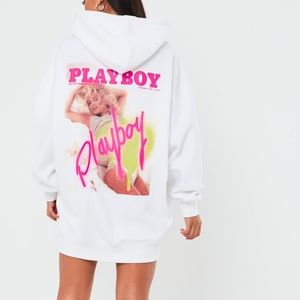 Missguided Playboy Oversized Hoodie Dress